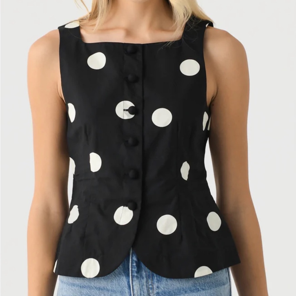 NWT Ciao Lucia Amira Black and White Polka Dot Blouse